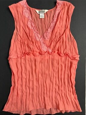 Y2K Allison Taylor Coral V-Neck Sleeveless Lace-Trim Camisole Whimsy